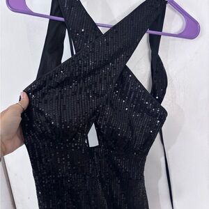 Twist top sequence jumpsuit